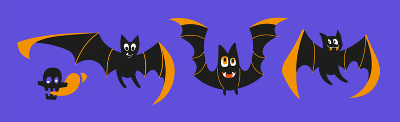 Set of illustrations of bats.