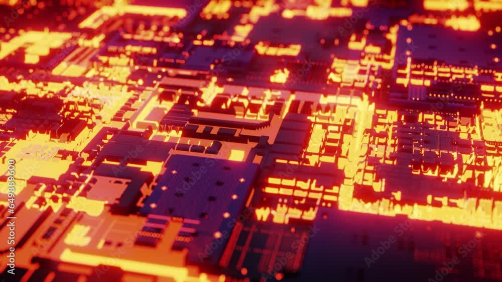 Poster futuristic electronic circuit board. central computer processors cpu concept. technological and scie