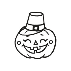 Jack-O-Lantern Pumpkin Head illustration for Halloween on white background