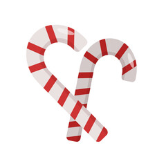Candy cane. Sweet holiday food, Christmas, winter, New Year. Simple design, vector. 