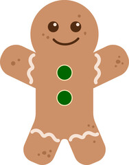 Gingerbread man cookie. Christmas, holiday, festive symbol. Vector flat simple design. 