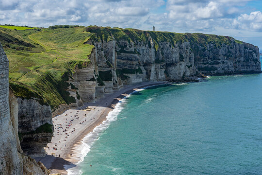 Urlaub in der Normandie, Frankreich: Sehensw&uuml;rdigkeit, Naturwunder - Felsenformationen und Steilk&uuml;ste Falaises d'&Eacute;tretat, Plage du Tilleul
