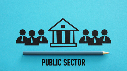 Public sector is shown using the text and picture of icons of people