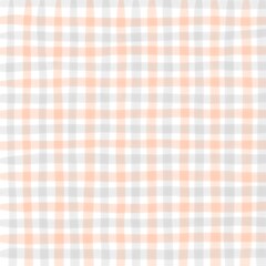 Orange Black Gingham Check Plaid Hand Drawn Background