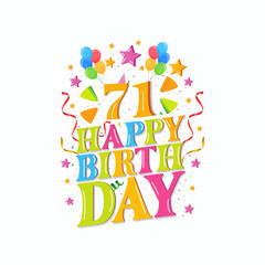 71 years happy birthday logo with balloons, vector illustration 71st Birthday Celebration design