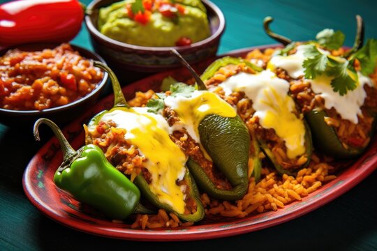 Chili relleno chili peppers filled with cheese.