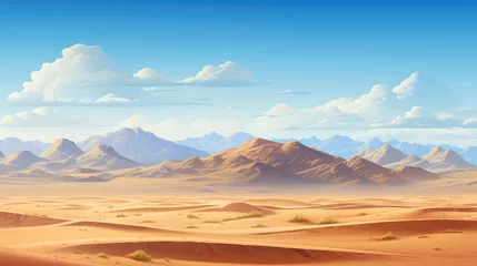 Schilderijen op glas landscape kyzylkum desert desert illustration sand uzbekistan, asia travel, outdoor asian landscape kyzylkum desert desert © sevector
