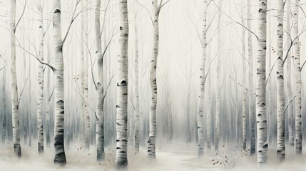  a painting of a snowy forest filled with lots of trees.  generative ai