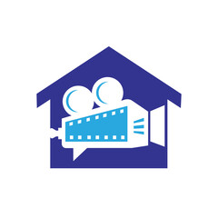 Talk chat camera film logo design template.