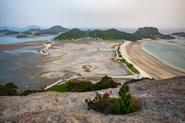 SEONYUDO, SOUTH KOREA: Seonyudo beach as seen from Mangjubong, tallest mountain on Seonyudo island