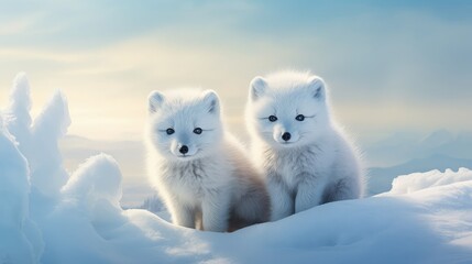 wildlife polar foxes cute illustration arctic fox, animal wild, snow nature wildlife polar foxes...