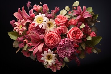 bouquet of fresh flowers on a black background