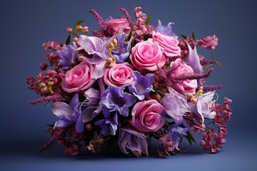 bouquet of fresh flowers on a gray background