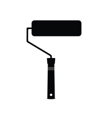 Paint roller silhouette, brush painting, home renovation tool