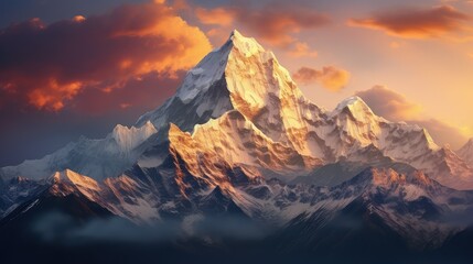 nature sunrise over himalayas illustration travel landscape, sky background, mountain nepal nature sunrise over himalayas
