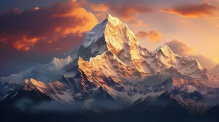 Stickers pour porte Himalaya nature sunrise over himalayas illustration travel landscape, sky background, mountain nepal nature sunrise over himalayas