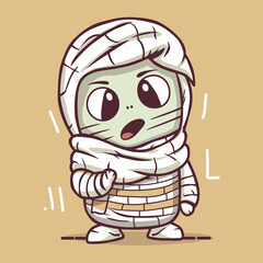 Mummy monster for Halloween. Vector flat illustration