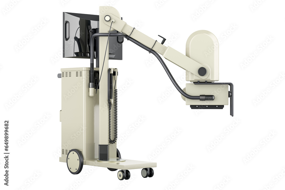 Poster portable x-ray machine, mobile x-ray machine. 3d rendering isolated on transparent background
