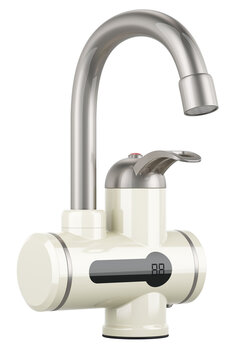 Instant Hot Water Tap, Electric Water Heater Tap with Digital Display, Instant Heater Faucet. 3D rendering isolated on transparent background