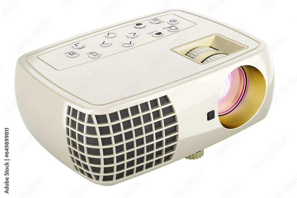 Poster white projector, 3d rendering isolated on transparent background