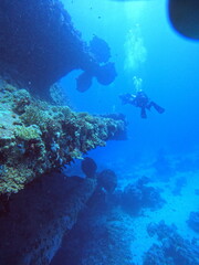 Fototapeta na wymiar underwater shipwreck