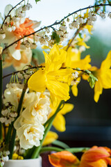 spring flowers in the pot