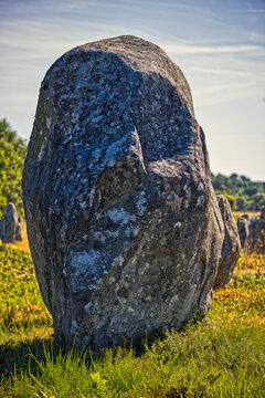 the famous menhirs at carnac at sunlight an UNESCO World Heritage