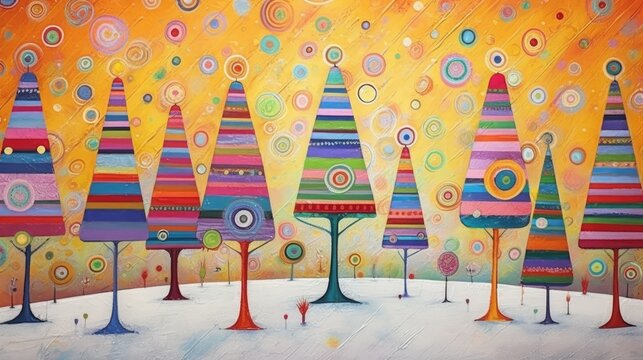 Christmas tree illustration, card for the holidays season in december
