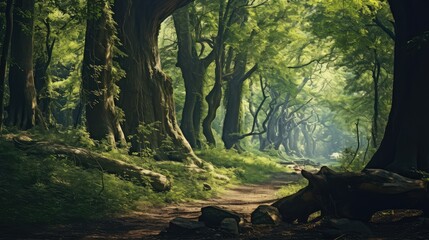 landscape ancient wooded grove illustration green tourism, trunk outdoor, travel trees landscape ancient wooded grove