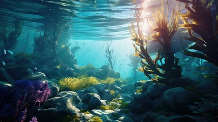 Fotobehang ocean underwater kelp forests illustration sea nature, california water, forest fish ocean underwater kelp forests 54 © sevector