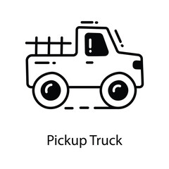 Pickup Truck doodle Icon Design illustration. Agriculture Symbol on White background EPS 10 File