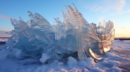 travel arctic ice sculptures illustration cold sculpture, blue sea, architecture russia travel arctic ice sculptures - obrazy, fototapety, plakaty