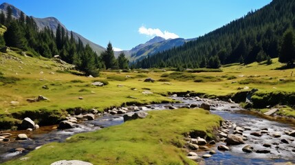 Fototapeta premium nature bulgarian rila meadows illustration landscape europe, beautiful tourism, meadow outdoor nature bulgarian rila meadows