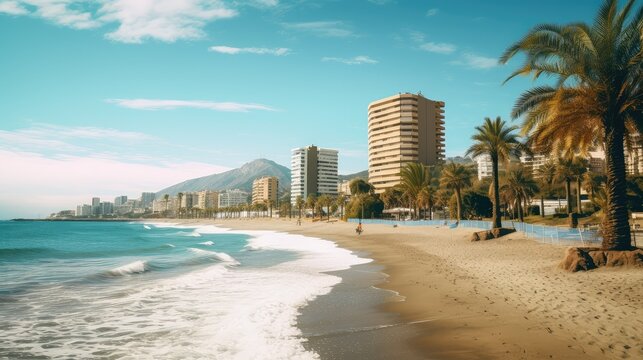 mediterranean Costa del Sol illustration travel malaga, spanish andalusia, sky town mediterranean Costa del Sol