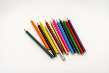 color pencils on white background