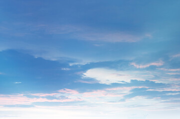 Blue sky with white cloud. The summer heaven is colorful clearing day Good weather and beautiful nature in the morning.