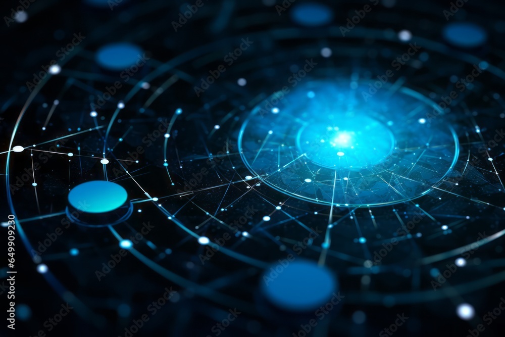 Aufkleber abstract background: interconnecting shapes and lines within a serene blue circular canvas, offering