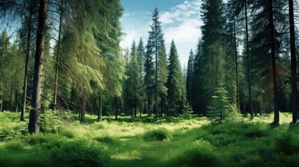 Fototapeta na wymiar tree pristine evergreen forest illustration wild beauty, mountain environment, natural outdoor tree pristine evergreen forest