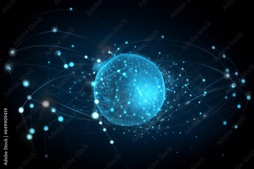 Aufkleber Abstract Background: Interconnecting Shapes and Lines within a Serene Blue Circular Canvas, Offering a Visual Symphony of Geometric Harmony and Creative Artistry