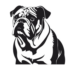 Bulldogge Silhouette in schwarz-weiß