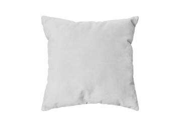 Decorative white rectangular pillow for sleeping and resting isolated on white, transparent background, PNG. Cushion for home interior decor, pillowcase mockup, template for design.