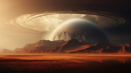astronomy Mars Olympus Mons illustration cosmos surface, red science, volcano background astronomy Mars Olympus Mons - Powered by Adobe