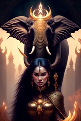 Fototapeta premium Beautiful women with elephant