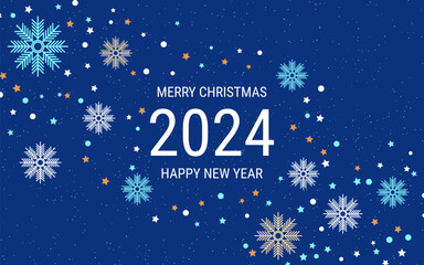 Merry Christmas and Happy New Year party invitation banner, card, horizontal flyer, coupon vector template