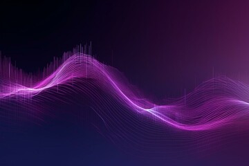 Futuristic purple wave with digital data flow on abstract background. Represents big data, network connection, cybernetics, and technology. Generative AI