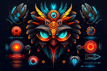 Tribal Tattoo in Neon Colors - Cyberpunk Style Tattoo Concept