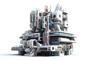 Cyberpunk Style Building - Futuristic Isolated Structure