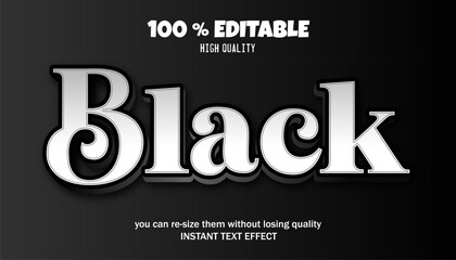 vector editable black text effect