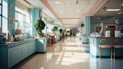 Obraz premium AI-Generated Medical Reception: Welcoming Clinic Hallway (Unfocused Background)