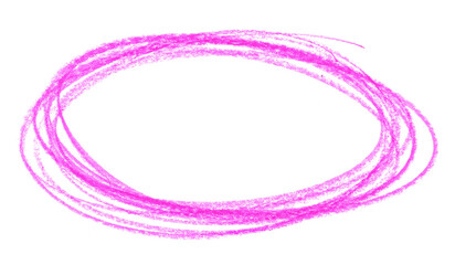 Set photo grunge hand drawn pink circle, scribble wax pastel, crayon isolated on white, clipping...